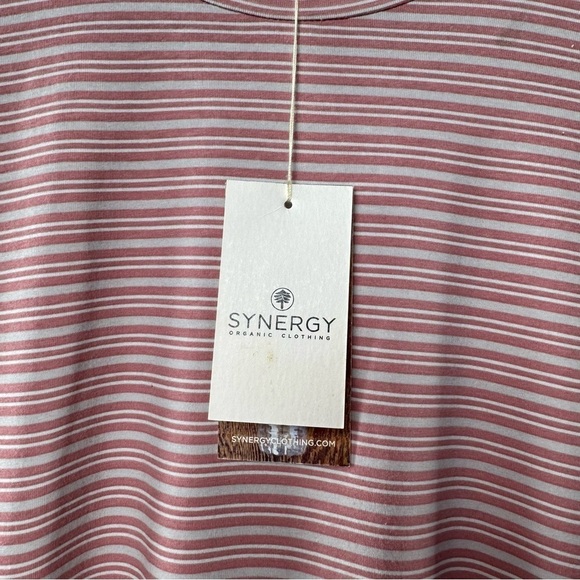 NWT Synergy Organic Cotton Striped Short Sleeve Shirt Dress in Pink Grey Size XS - Picture 6 of 10